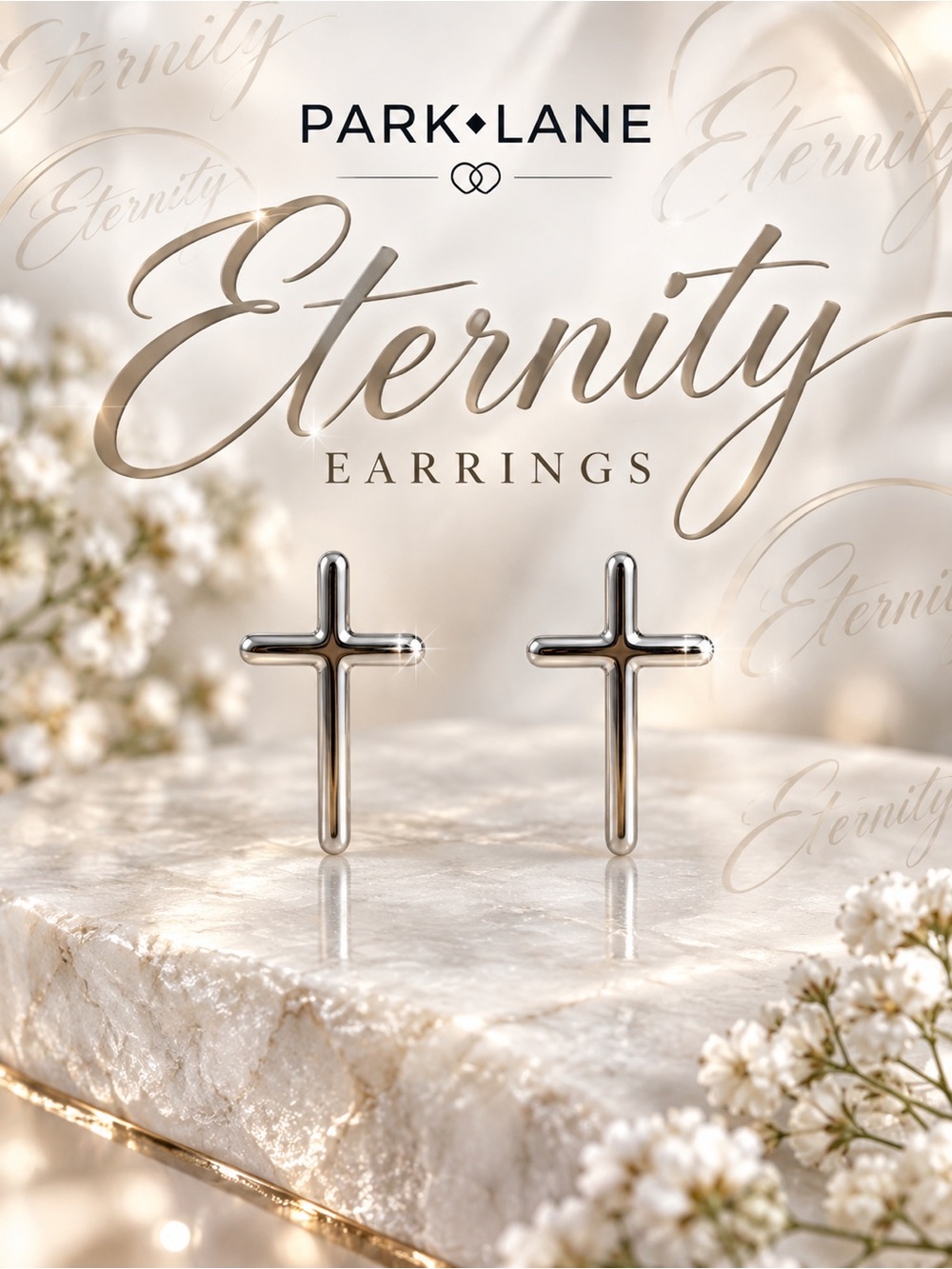Park Lane Women’s Eternity Silver Cross Earrings Minimalist Faith Jewelry NWT